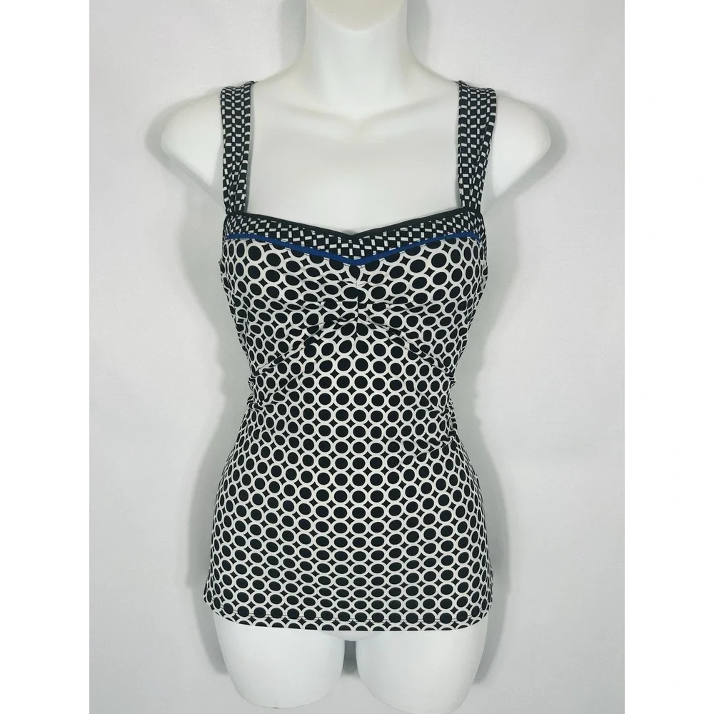 WHBM Vintage Geo Dot Fitted Babydoll Top Y2K Mallcore Boho Preppy Going Out Club